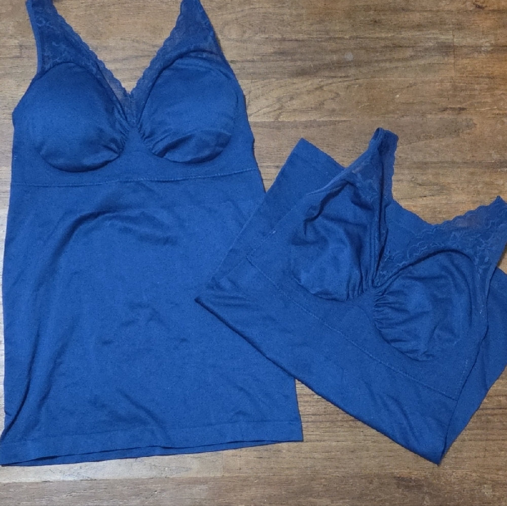🔴2/$15 2 Rhonda Shear Navy Lace Shapewear Set